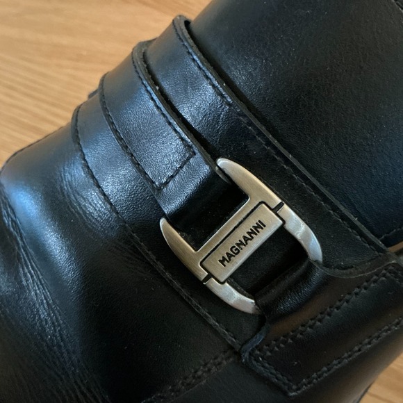 Magnanni Black Leather Monk Strap Slip On Shoes Silver Buckle Portugal Mens 10.5 - Picture 7 of 13